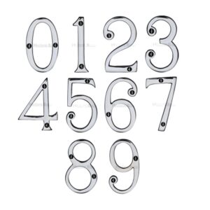 Heritage Brass 0-9 Screw Fix Numerals (76Mm - 3"), Polished Chrome