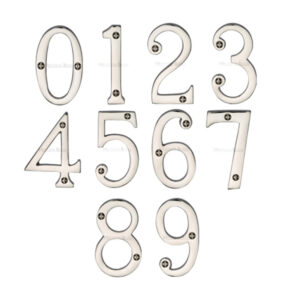 Heritage Brass 0-9 Screw Fix Numerals (76Mm - 3"), Polished Nickel