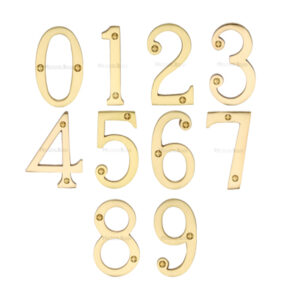 Heritage Brass 0-9 Screw Fix Numerals (76Mm - 3"), Satin Brass