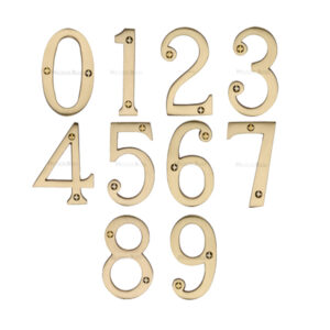 Heritage Brass 0-9 Screw Fix Numerals (76Mm - 3"), Satin Brass