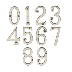 Heritage Brass 0-9 Screw Fix Numerals (76Mm - 3"), Satin Nickel