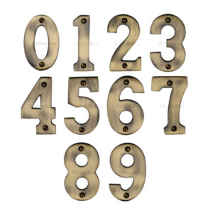 Heritage Brass 0-9 Screw Fix Numerals (76Mm - 3"), Antique Brass