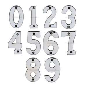 Heritage Brass 0-9 Screw Fix Numerals (76Mm - 3"), Polished Chrome