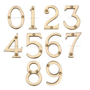 Heritage Brass 0-9 Screw Fixing Numerals (51Mm - 2"), Polished Brass