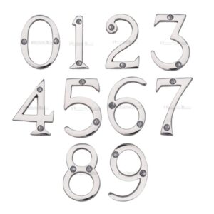 Heritage Brass 0-9 Screw Fixing Numerals (51Mm - 2"), Polished Chrome