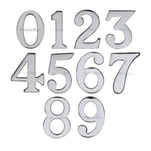 Heritage Brass 0-9 Self Adhesive Numerals (51Mm - 2"), Polished Chrome