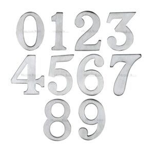 Heritage Brass 0-9 Self Adhesive Numerals (51Mm - 2"), Satin Chrome