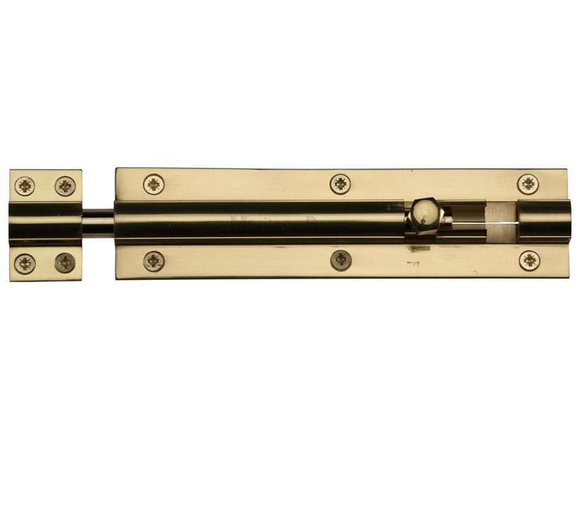 Heritage Brass Straight Barrel Door Bolt (4", 6" Or 8" X 1 1/2"), Polished Brass