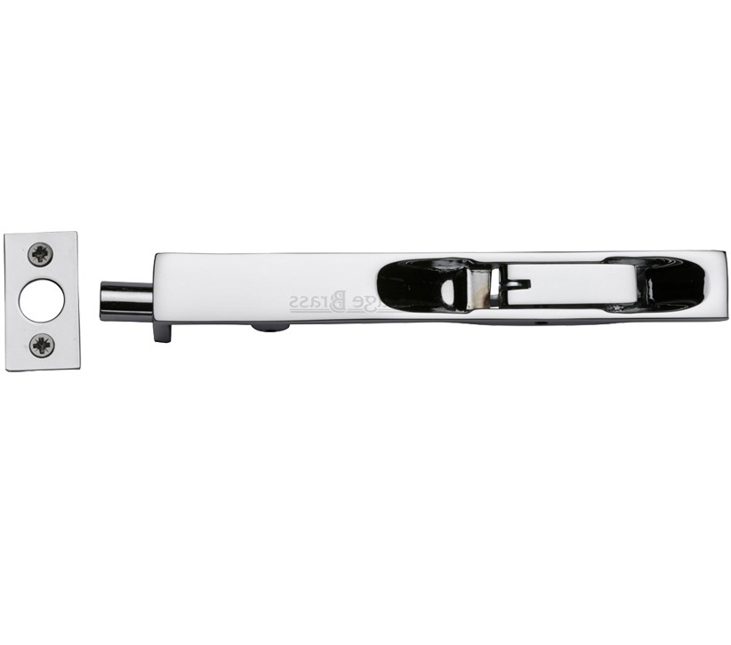 Heritage Brass Flush Fitting Lever Action Door Bolt (6", 8" Or 10"), Polished Chrome