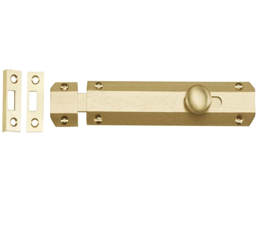 Heritage Brass Flat Surface Door Bolt (4", 6" Or 8" Length), Satin Brass