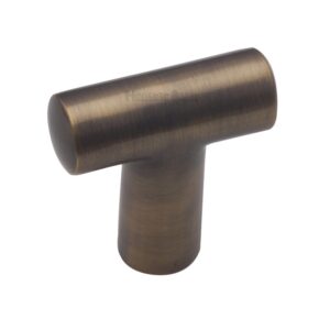 Heritage Brass T-Shaped Cabinet Knob, Antique Brass