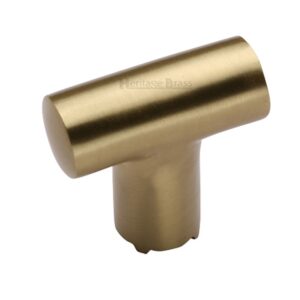 Heritage Brass T-Shaped Cabinet Knob, Satin Brass