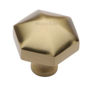 Heritage Brass Octagonal Cabinet Knob, Satin Brass