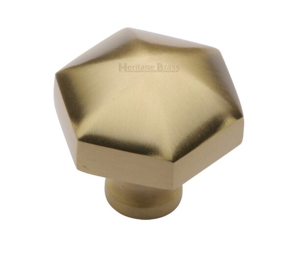 Heritage Brass Octagonal Cabinet Knob, Satin Brass