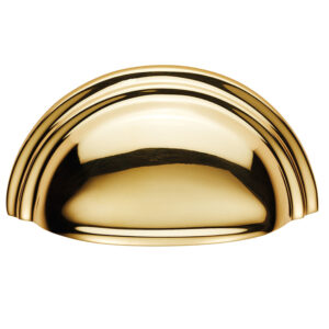 Fingertip Victorian Cup Pull Handles (76Mm C/C), Polished Brass