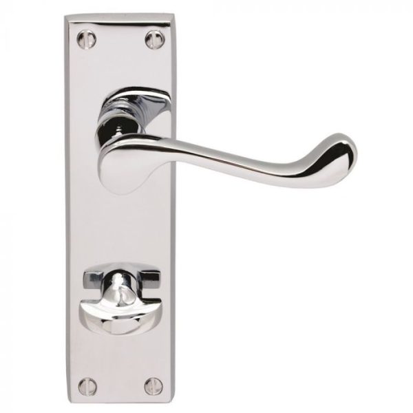 Carlisle Brass CBS54WCCP Victorian Scroll Lever On Backplate - Bathroom 57mm C/C (Contract Range) 155mm x 40mm Polished Chrome