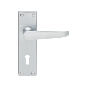 Carlisle Brass CBV30SC Victorian Flat Lever On Backplate - Lock 57mm C/C (Contract Range) 155mm x 40mm Satin Chrome