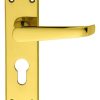 Carlisle Brass CBV30Y Victorian Flat Lever On Backplate - Lock Euro Profile 47.5mm C/C (Contract Range) 155mm x 40mm Polished Brass