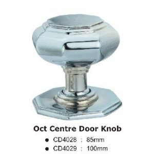 Oct Centre Door Knob – 85mm - Polished Chrome