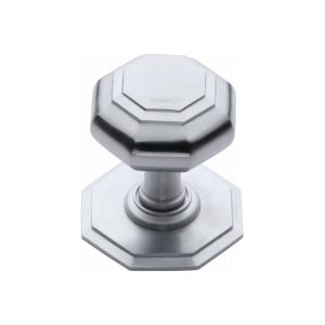 Oct Centre Door Knob – 85mm - Polished Satin Chrome