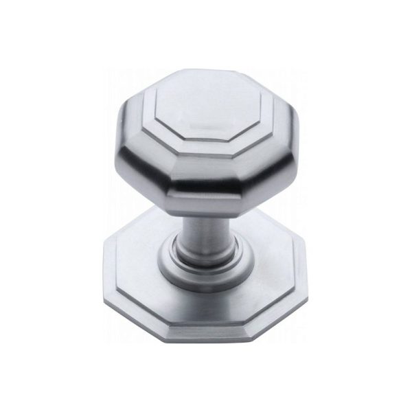 Oct Centre Door Knob – 85mm - Polished Satin Chrome