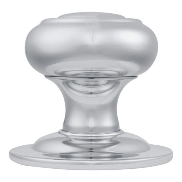 Verda Centre Door Knob - 86×70mm - Polished Satin Chrome