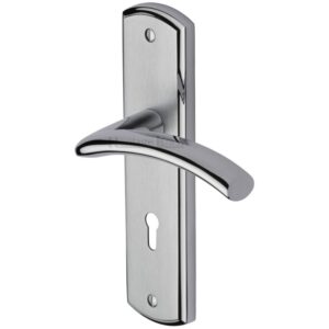 Heritage Brass Centaur Apollo Finish, Satin Chrome With Polished Chrome Edge, Door Handles (Sold In Pairs)