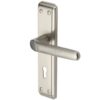 Heritage Brass Deco Door Handles On Backplate, Satin Nickel (Sold In Pairs)