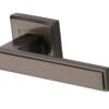 Heritage Brass Linear Matt Bronze Art Deco Style Door Handles On Square Rose (Sold In Pairs)