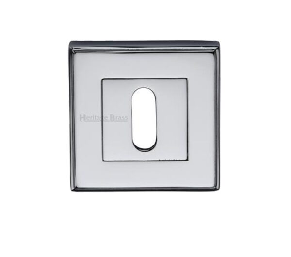 Heritage Brass Art Deco Standard Key Escutcheon, Polished Chrome