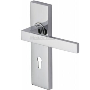 Heritage Brass Delta Door Handles On Backplate, Polished Chrome (Sold In Pairs)