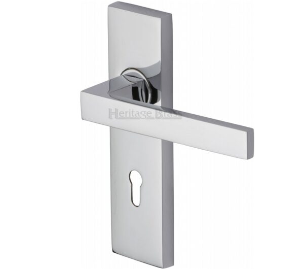 Heritage Brass Delta Door Handles On Backplate, Polished Chrome (Sold In Pairs)