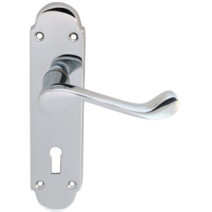 Oakley Door Handles On Backplate, Polished Chrome (Sold In Pairs)