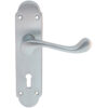 Oakley Door Handles On Backplate, Satin Chrome (Sold In Pairs)