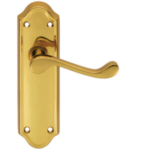 Ashtead Door Handles On Backplate, Polished Brass (Sold In Pairs)