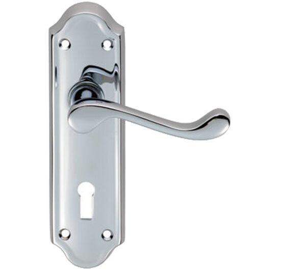 Ashtead Door Handles On Backplate, Polished Chrome (Sold In Pairs)