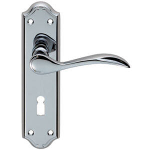 Madrid Door Handles On Backplate, Polished Chrome (Sold In Pairs)