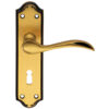 Madrid Door Handles On Backplate, Florentine Bronze (Sold In Pairs)