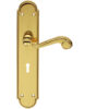 Chesham Door Handles On Long Backplate, Polished Brass (Sold In Pairs)