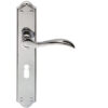 Madrid Door Handles On Long Backplate, Polished Chrome (Sold In Pairs)