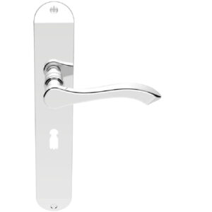 Andros Door Handles On Long Backplate, Polished Chrome (Sold In Pairs)