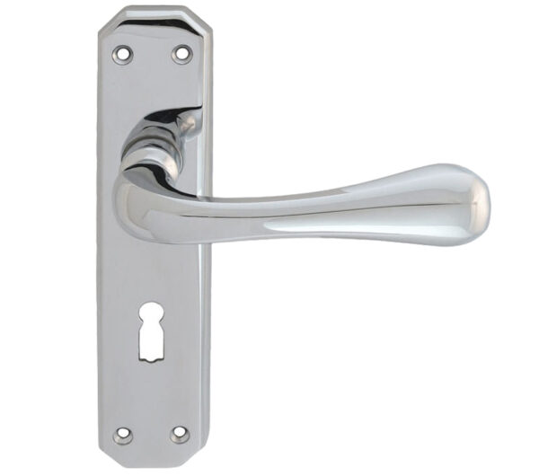 Eden Door Handles On Backplate, Polished Chrome (Sold In Pairs)