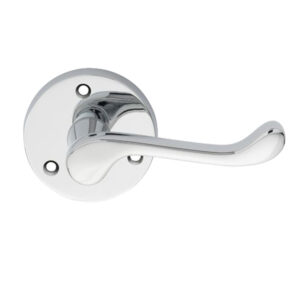 Victorian Scroll Traditional Door Handles On Round Rose, Polished Chrome (Sold In Pairs)