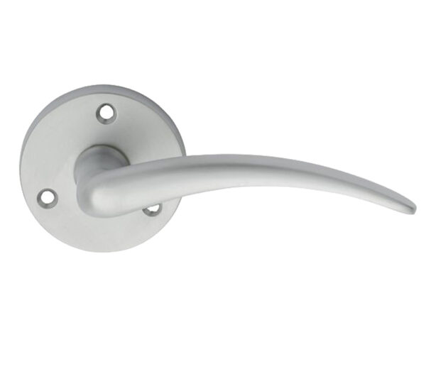 Wing Door Handles On Round Rose, Satin Chrome (Sold In Pairs)