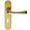 Manital Ibra Door Handles On Backplate, Polished Brass (Sold In Pairs)