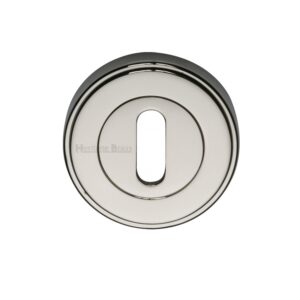 Heritage Brass Art Deco Style Standard Key Escutcheon, Polished Nickel