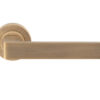 Sasso Door Handles On Round Rose, Antique Brass (Sold In Pairs)