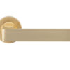 Sasso Door Handles On Round Rose, Satin Brass (Sold In Pairs)