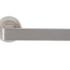 Sasso Door Handles On Round Rose, Satin Nickel (Sold In Pairs)