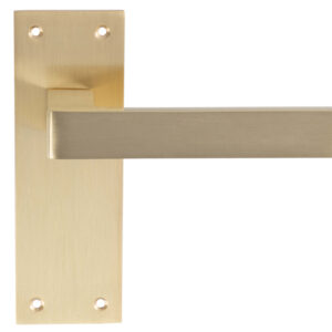 Sasso Door Handles On Slim Backplate, Satin Brass (Sold In Pairs)